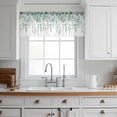 thumbnail image 3 of Eucalyptus Leaves Valance Curtains for Kitchen/Living Room/Bathroom/Bedroom Window, Rod Pocket Small Topper Half Short Window Curtains Voile Sheer Scarf, Teal Botanical Summer Weeping 54"x18", 3 of 8
