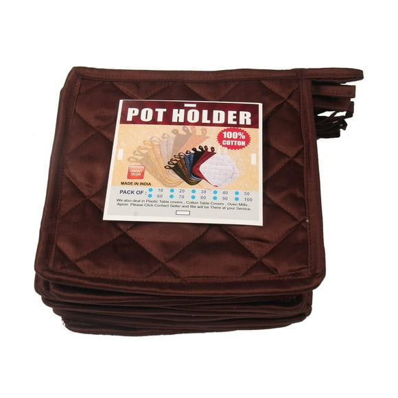HM Covers 100% Cotton (Pack of 40) Pot Holder 7" x 7" Square, Solid Chocolate Color Everyday Quality Kitchen Cooking, Heat Resistance!! - Made