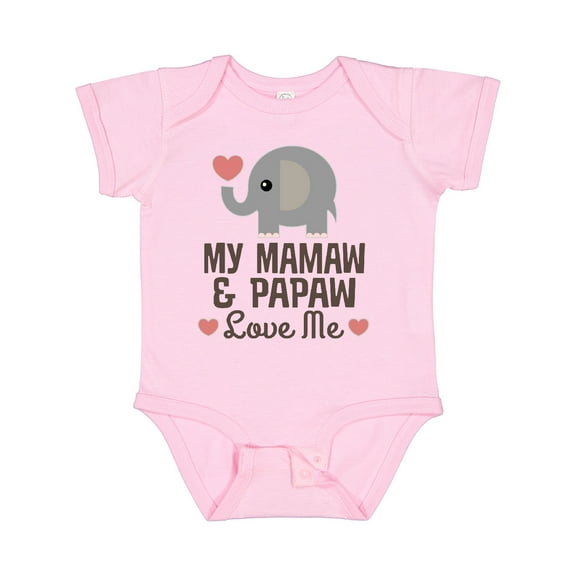 Inktastic Mamaw and Papaw Grandkids Elephant Boys or Girls Baby Bodysuit