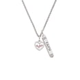 thumbnail image 2 of Delight Jewelry Heart with Pink Crystal Heartbeat Silvertone Believe Faith Prayer Hope Bar Charm Necklace, 23", 2 of 4