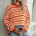 thumbnail image 5 of Diufon Womens Sweaters Trendy Stripe Printed Pullover Tops Round Neck Long Sleeve Tops, 5 of 7