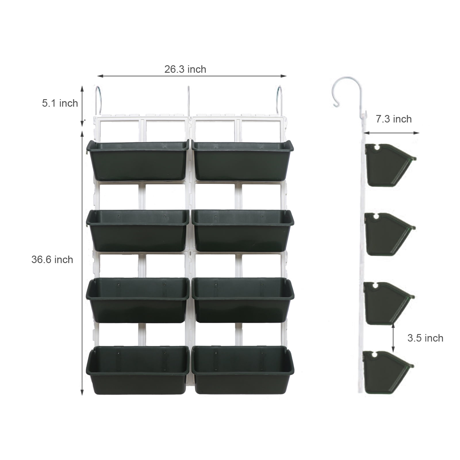 Vertical Wall Hanging Planter 8 Pockets, 4-Tier Indoor and Outdoor Plant Stand with Detachable Hooks, Hanging Plastic Pot Balcony Planter for Flowers Vegetables Herbs