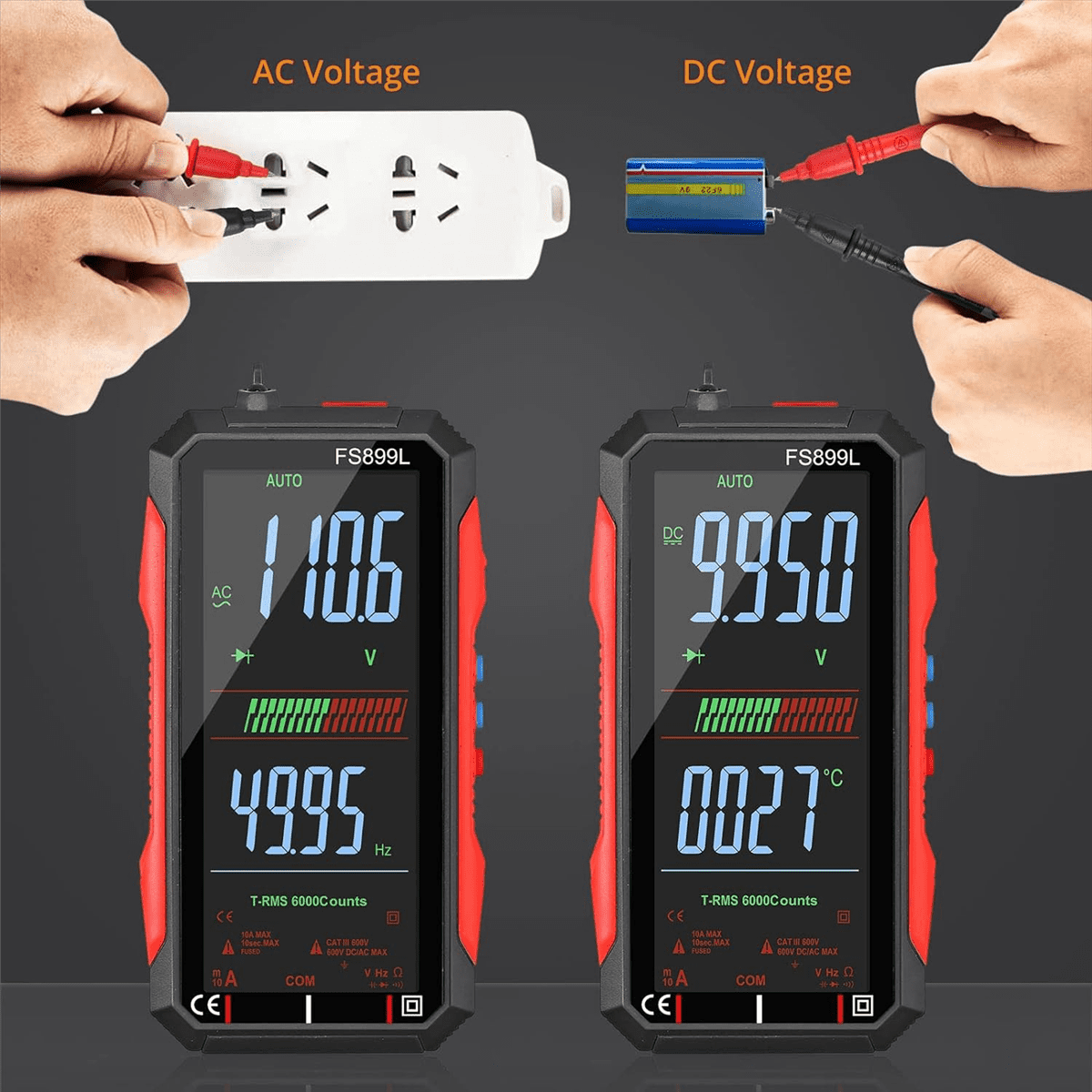 USB Multimeter Digital Voltmeter with 4.8Inch LCD Screen Multi Tester Capacitance Resistance Frequency Voltage Tester