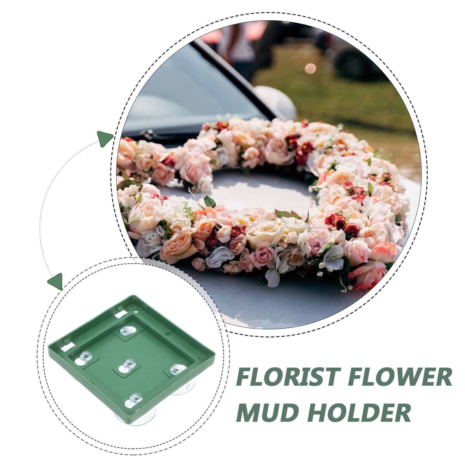 HEMOTON Worgeous 20 pcs Suction Cup Floral Foam Holders with Flower Mud Trays for Fresh Flowers and DIY Arrangements Reusable Plastic Foam Holder