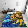 thumbnail image 5 of Rateoe vintage Starry Sunflower Print Fuzzy Fleece Throw Blanket Extra Large,Super Soft,Fluffy and Warm Blankets for Couch,Bed,All Season Use (50"x40"), 5 of 8