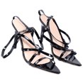 thumbnail image 2 of Heels Ankle Strap Heeled Sandal, Pointed Toe Comfortable Wide Application High Heel PU  for Work Black 38 Size, 2 of 8