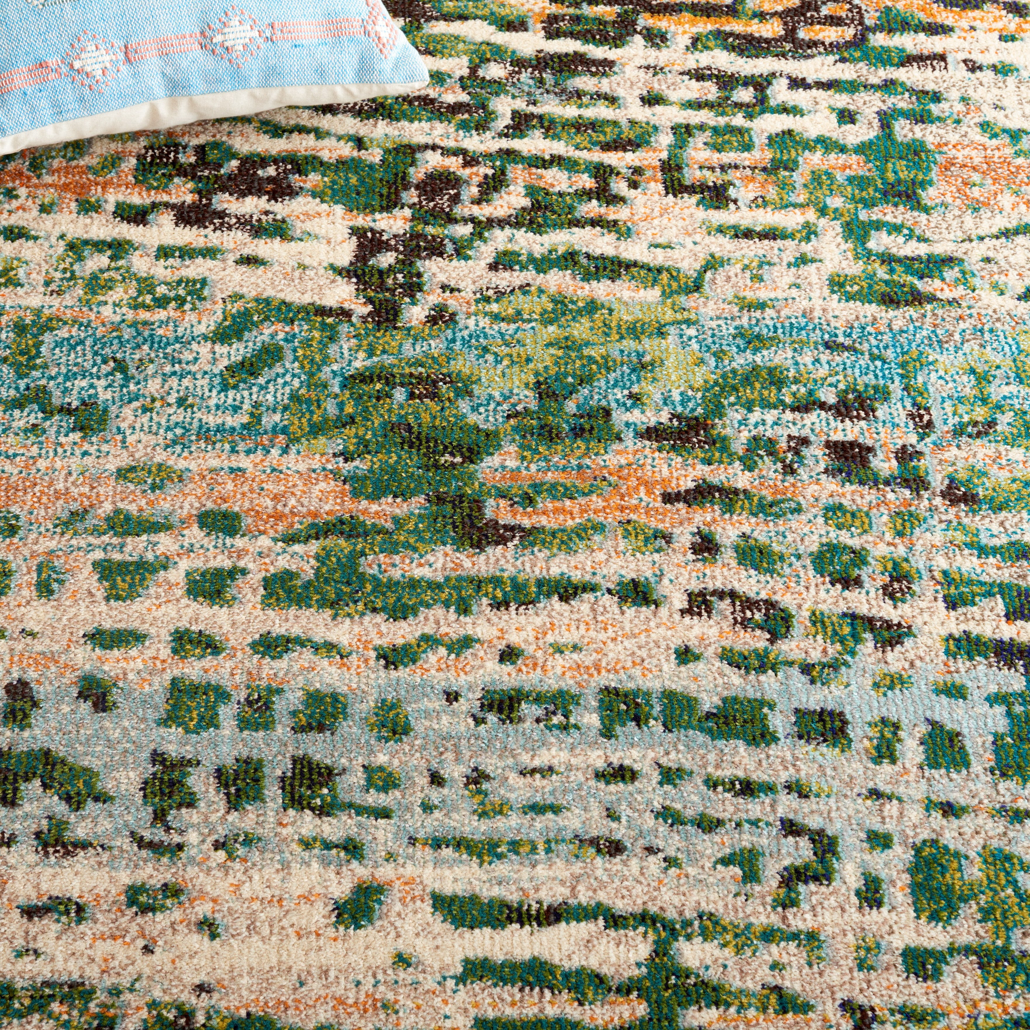SAFAVIEH Madison Xanthia Abstract Area Rug, Green/Rust, 9' x 12'