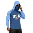 thumbnail image 3 of Men's USA Patriotic Hoodie with Built-in Face Mask and Raglan Sleeves Featuring UPF 50+ Sun Protection for Independence Day Fishing Hiking Camping or Outdoor Work Blue L, 3 of 6