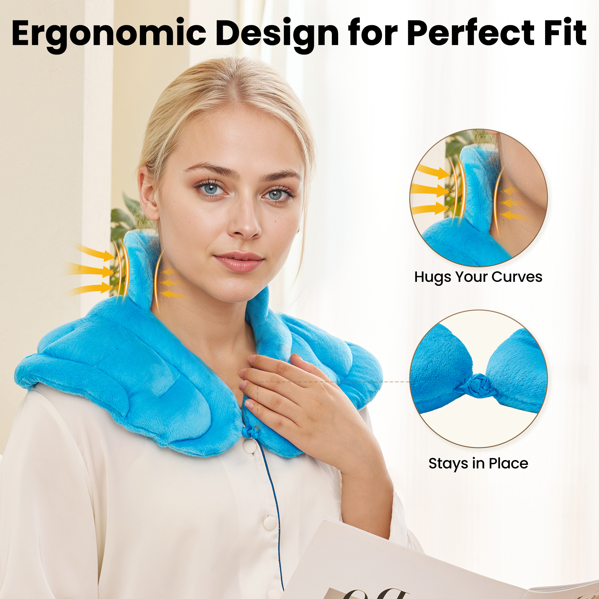 MaxKare Microwavable Heating Pad for Neck and Shoulder,Weighted Heating Pad,Neck and Hot Neck Wrap,Blue