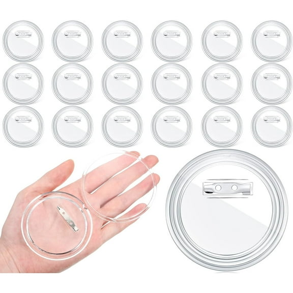 20 Pack Acrylic Buttons Pin Badge, Boriyuan 2.28 inch Blank Button Maker Plastic Craft Button with Pins for Picture Photo, Clear Button Pins for School Crafts Supplies and DIY Party Projects