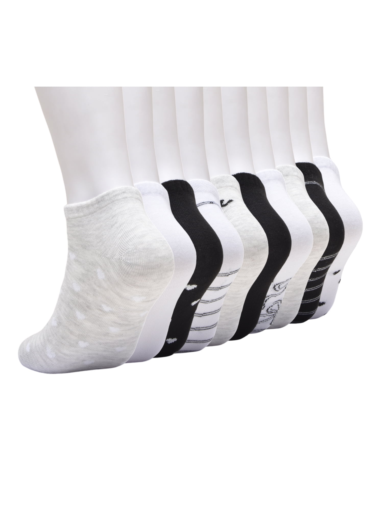 No Boundaries Women's Low-Cut Socks, 10-Pack, Sock Sizes 4-10