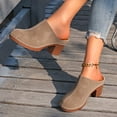 thumbnail image 3 of Rokment Womens Platform Chunky Block High Heels Clogs & Mules Dressy Sandals for Ladies 2026 Summer Fashion Casual Leather Closed Toe Dress Slip on Slides D Size 9.5, 3 of 8