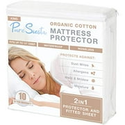 Pure Siesta Organic Cotton 5-Sided Waterproof Mattress Protector Hypoallergenic Dust Mite Proof Cover