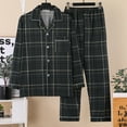 thumbnail image 3 of Mens Pajamas Casual Grid Printed Lapel V Neck Button Long Sleeve Long Pants Plus Size Fall Pjs, 3 of 3