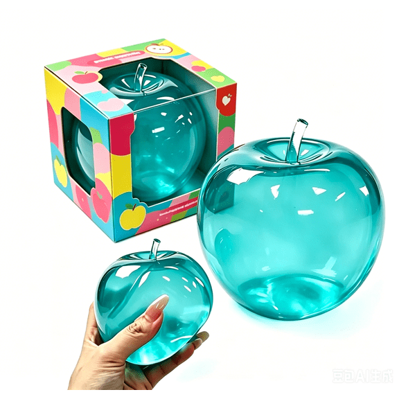 Clear Blue Apple Squishy, Slow Rebound Fruit Shaped Stress Ball, Soft Squeeze Pinch Sensory Fidget Toy for Anxiety Relief & Stress Relaxation, Party Favor Gift for Kids & Adults