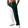 thumbnail image 2 of PNTUTB Men’s Color-blocking Casual Pants Elastic Drawstring Waist Loose Straight Leg Pants with Pockets, 2 of 6