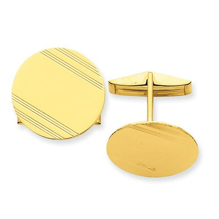 14k Yellow Gold Engravable Cuff Links