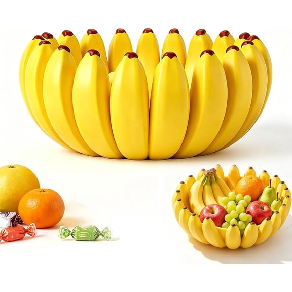 Funny Banana Fruit Bowl, Creative Banana Shape Fruit Bowl, Cute Kitchen Counter Decor Basket for Fruit, Snacks