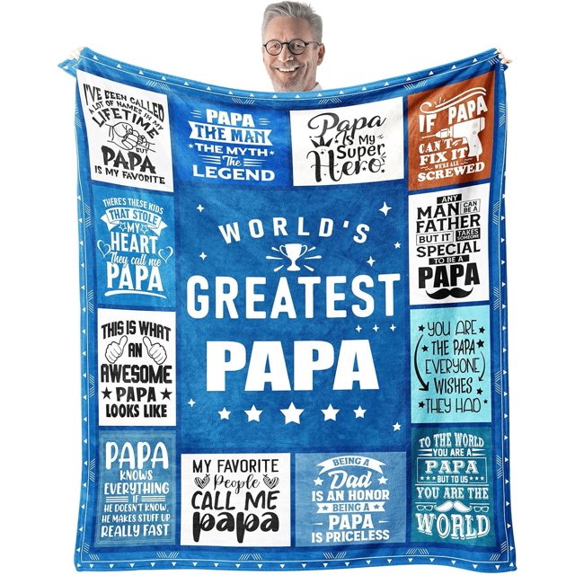 LHSHID Papa Blanket Gifts for Papa on Fathers Day from Grandkids World''s Greatest Papa Soft Throw Blanket Christmas Birthday Present for Papa 40x50in