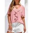 thumbnail image 3 of PRETTYGARDEN Women's Summer Dressy Casual Blouses Short Sleeve V Neck Ruffle Going Out Tops Shirt Trendy Spring Outfits, 3 of 9