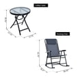 thumbnail image 3 of Outsunny 3pc Patio Rocking Chair Set, Folding Outdoor Rocking Chairs and Table Bistro Set w/ Breathable Mesh Seat & Backrest, Headrest for Park, Backyard, Garden, Grey, 3 of 10