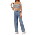 thumbnail image 3 of Lovito Casual Striped Off the Shoulder Cropped Summer T-Shirts, 3 of 5