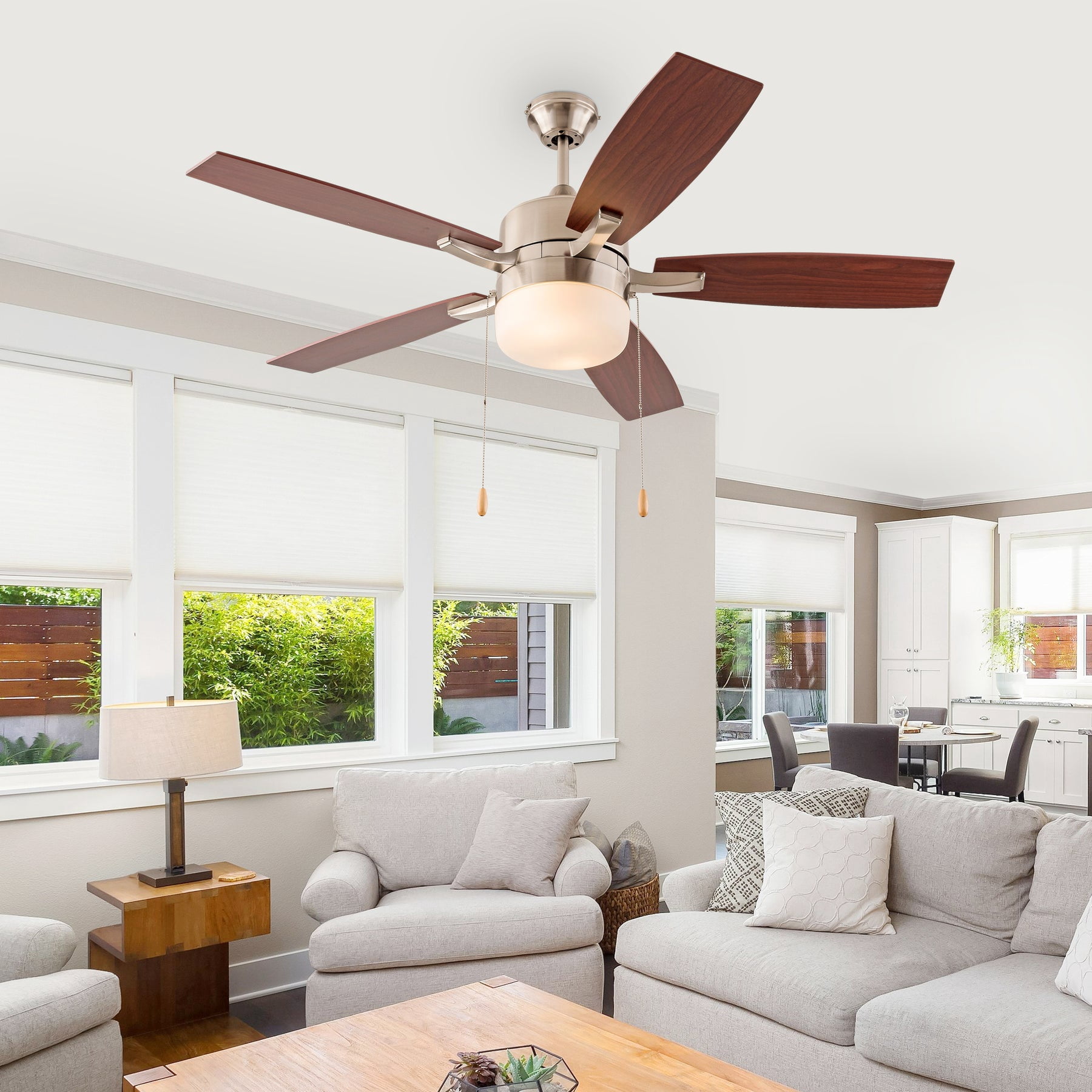 US Home Goods 52in Nickel Modern LED Ceiling Fan