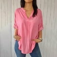 thumbnail image 2 of Casual Women's Tops Fashion Plus Size Women's Casual Loose Oversized Irregular Solid Color Long Sleeved V-neck Top/shirt, 2 of 8