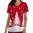 thumbnail image 1 of Fiudx Ofertas de La Semana Top de Enfermera Informal con Cuello En V y Manga Corta con Bolsillo Estampado para Mujer, 1 of 5