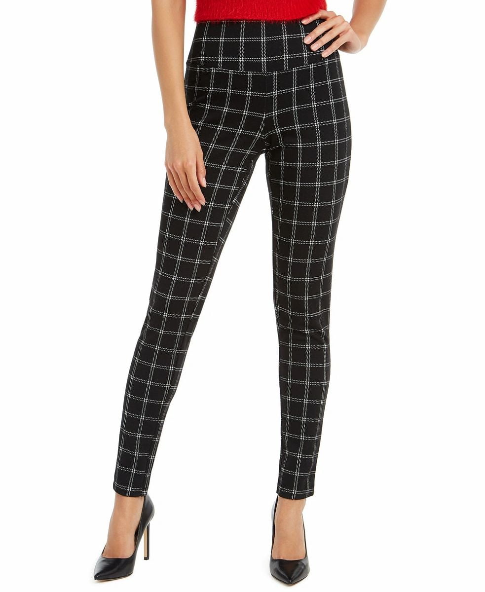 Windowpane Plaid Leggings (Black 