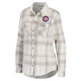 thumbnail image 2 of Women's WEAR by Erin Andrews Gray/Cream Chicago Cubs Flannel Button-Up Shirt, 2 of 3
