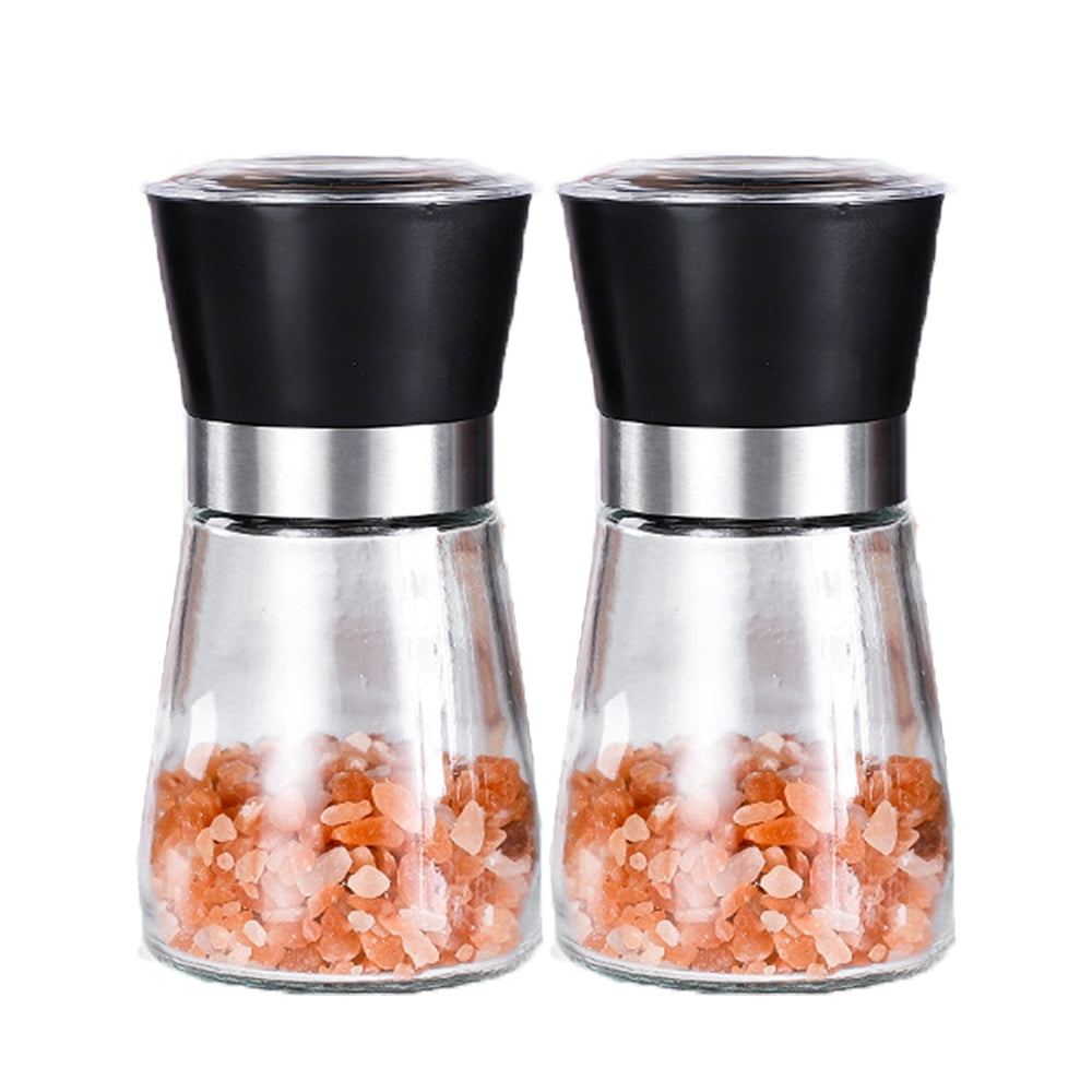 GLING Salt and Pepper Grinder Set - Refillable Sea Salt & Peppercorn  Stainless Steel Shakers - Salt and Pepper Mill - 5 Inch