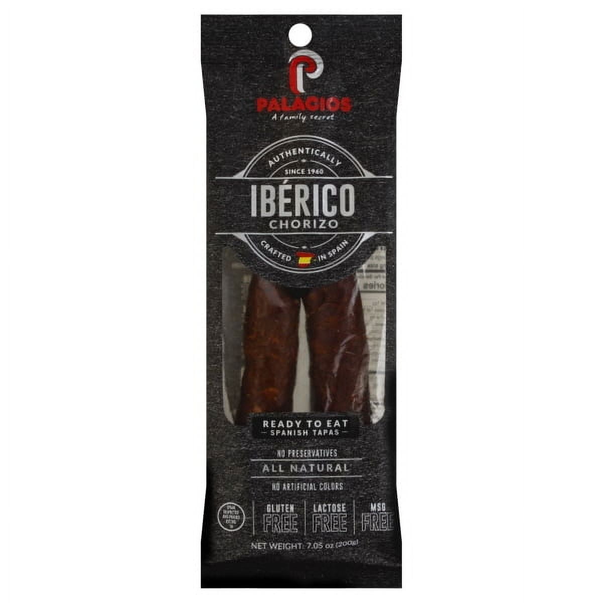 PALACIOS - Authentic Spanish Chorizo. All Natural Ground Pork IBRICO Smoked Sausage Recipe, Dry Cured in Spain. (1 pack - 7.05 Oz.) Keto & Paleo Friendly. No Gluten, Lactose Free.