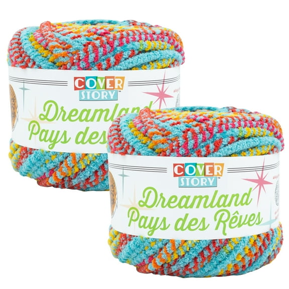 Lion Brand Yarn Cover Story Dreamland Blue Hawaii Super Bulky Polyester Yarn 2 Pack