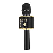 BONAOK Wireless Karaoke Microphone, Portable Karaoke Machine with LED Lights, Bluetooth Microphone Singing Gift for Kids Adults, Q37 Black Gold