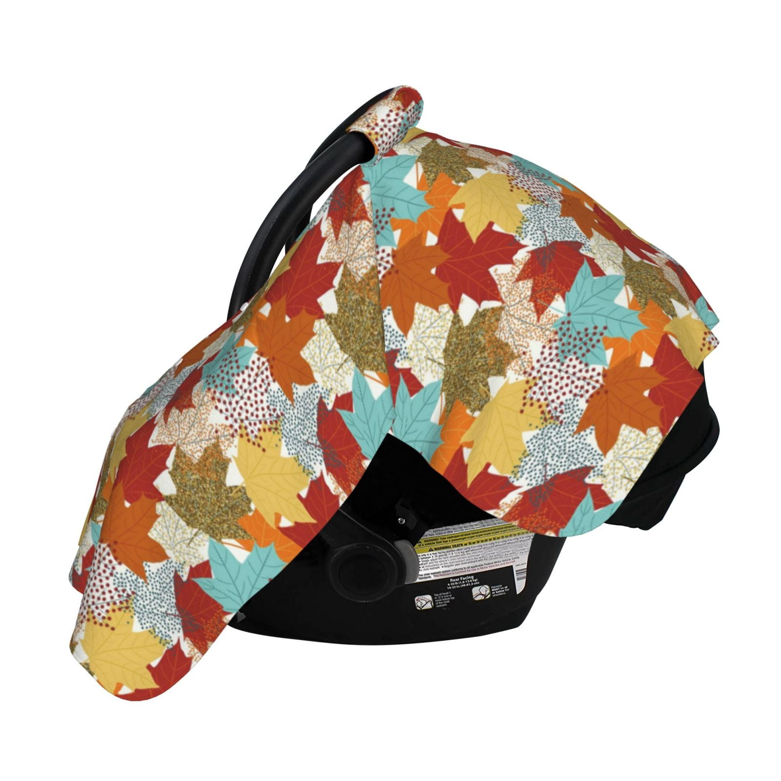 Naloa Fall Maple Leaves Baby Car Seat Cover, Breathable Baby Carrier Cover, Multiuse Baby Carrier Cover & Nursing Breastfeeding Cover