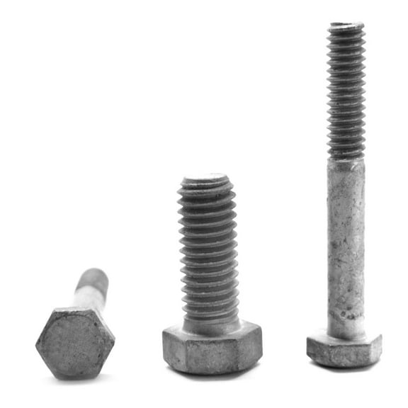 5/16"-18 x 6" (PT) Coarse Thread A307 Grade A Hex Bolt Low Carbon Steel Hot Dip Galvanized Pk 25