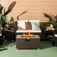 thumbnail image 2 of Costway 32"x 20" Propane Rattan Fire Pit Table Set w/ Side Table Tank & Cover 40,000 BTU, 2 of 9