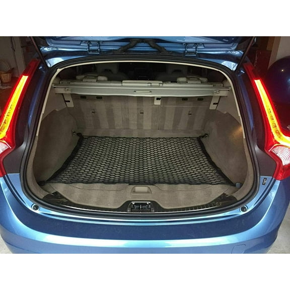 EACCESSORIES EA Trunk Organizer Cargo Net for Volvo V60 2013-2023 – Floor Style Cargo Net for Wagon – Premium Mesh Elastic Car Trunk Organizer Vehicle Carrier Storage – Compatible with Volvo V60