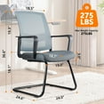 thumbnail image 3 of CLATINA Office Guest Chair with Lumbar Support and Mid Back Mesh Space Air Grid Series for Reception Conference Room (Gray-4 Pack), 3 of 9