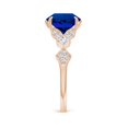 thumbnail image 3 of ANGARA Lab Grown 3.75 Ct Blue Sapphire Engagement Ring with Leaf Motifs for Women in 14K Rose Gold (Size-9mm) | September Birthstone, Anniversary Jewelry Gift for Women | Lab-Grown Blue Sapphire Ring, 3 of 8