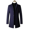 thumbnail image 2 of Tuphregyow Men Wool Pea Coat Wool Slim Top Coat Lapel Thermal Single Breasted Business Overcoat Trendy Winter Warm Coat Solid Navy S, 2 of 9