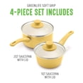 thumbnail image 5 of GreenLife Soft Grip 1QT and 2QT Saucepan Set, Healthy Ceramic Nonstick, Dishwasher Safe, Glass Lids, Stay-Cool Handles, Easy Clean Cookware, Kitchen Essentials, Yellow, 5 of 7