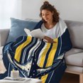 thumbnail image 4 of Nautical Anchor Fleece Throw Blanket for Couch, Navy Blue Yellow Striped Farmhouse Ombre Microfiber Flannel Blanket for All Season, Lightweight Soft Throw Blankets for Bedroom, Living Room, 60"x80", 4 of 9