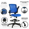 thumbnail image 4 of Emma + Oliver Mid-Back Blue Mesh Ergonomic Drafting Chair with Foot Ring and Flip-Up Arms, 4 of 12