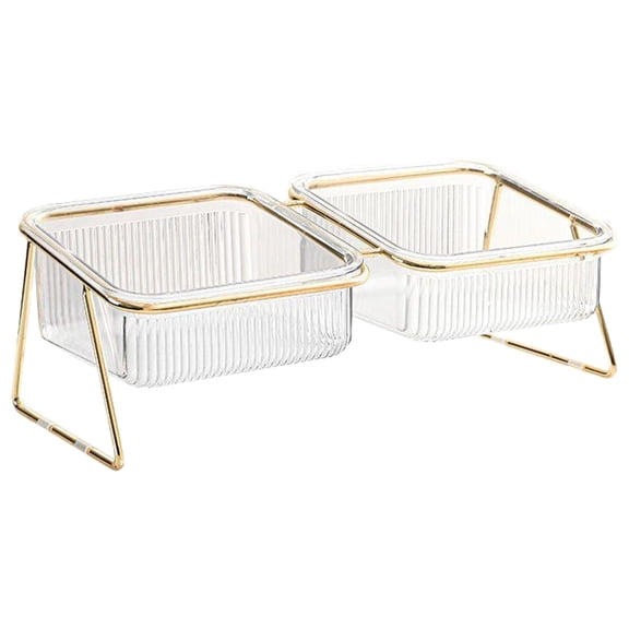 LULULION 1Set Assorted Color Iron Elevated Double Bowls for Storage Use and Feeding