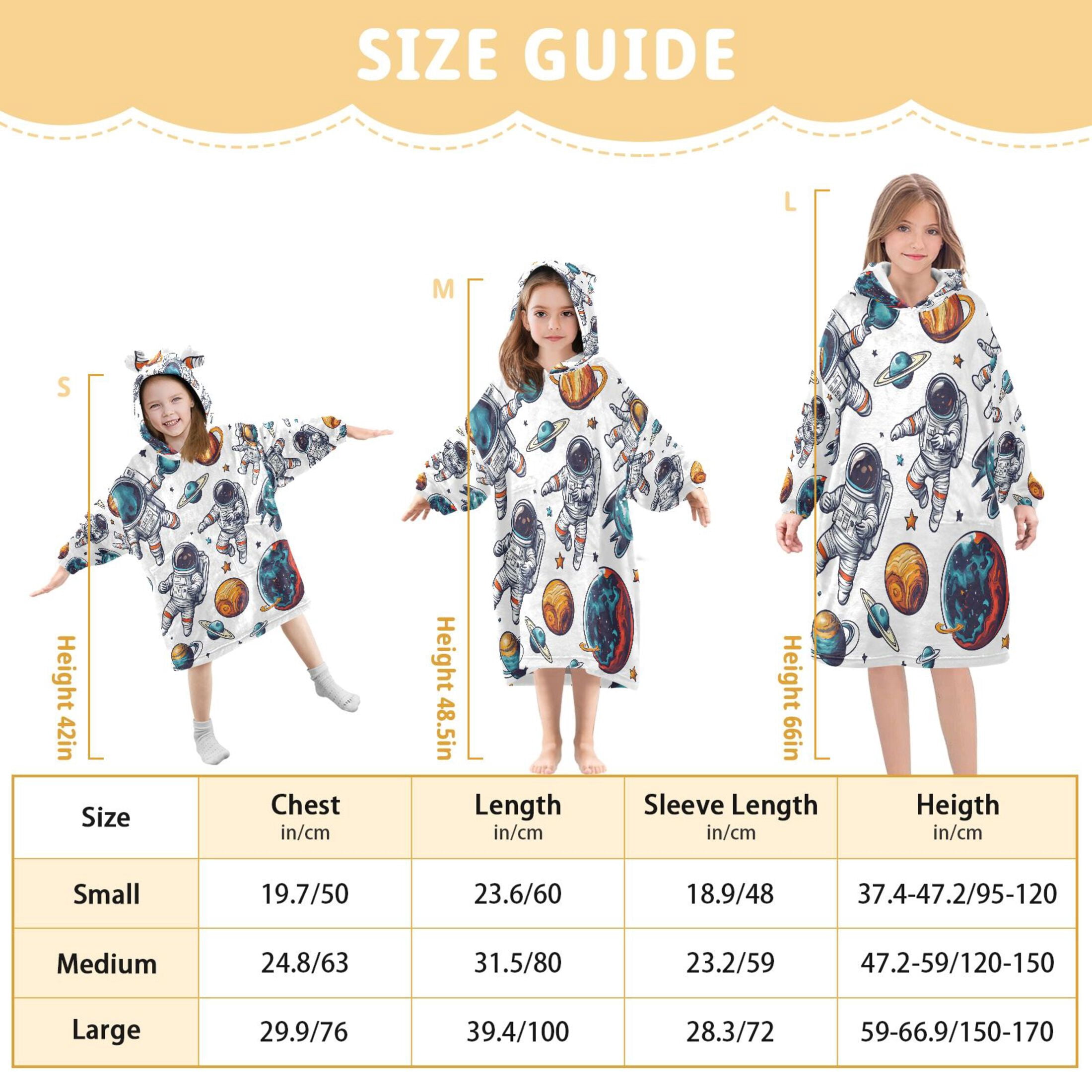 joogoo Wearable Blanket Hoodie Astronaut Planet for Flannel Sherpa Pocket 3-14 YR L
