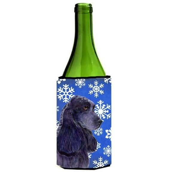 Cocker Spaniel Winter Snowflakes Holiday Wine bottle sleeve Hugger