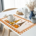 thumbnail image 3 of Happy Thanksgiving Placemats Set of 4 Gnome Pumokin Sunflower Leaf Orange Plaid Heat Insulated Linen Place Mats, Washable Stain-Proof Table Mats for Dining Tables Holiday Decor 13x19inch, 3 of 9