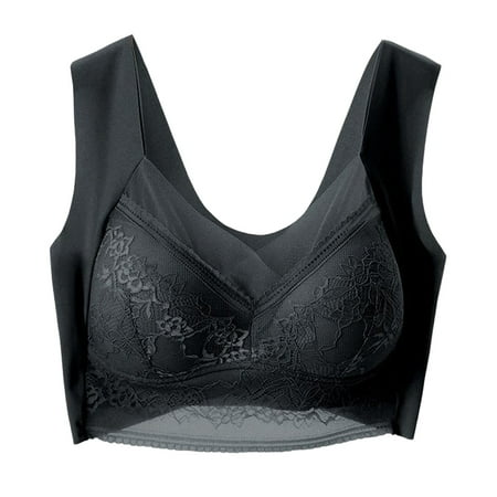 Siilsaa Sexy Lingerie for Women Sexy Unlined Balconette Demi-Cup Underwire Lace Bra Black L